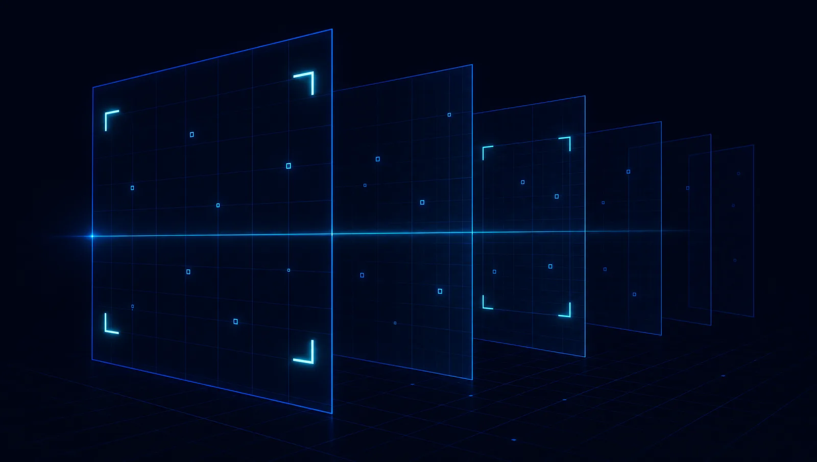 Abstract detection planes with corner brackets and tracked points